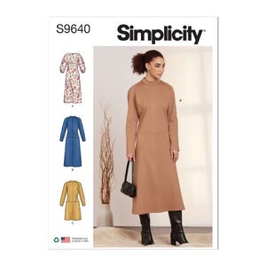 Simplicity Sewing Pattern S9640h5 Misses’ Dolman Sleeve Dresses size 6-14