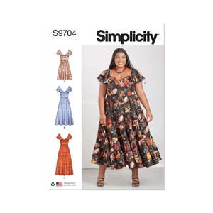 Simplicity Sewing Pattern S9704-W2 Womens’ Dresses Sizes 20W-28W