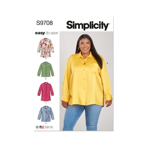 Simplicity Sewing Pattern S9708(W2) Womens’ Shirts Sizes 20W-28W