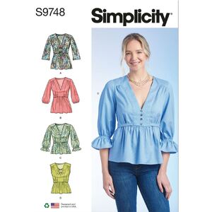 Simplicity Sewing Pattern S9748U5 Misses&#39; Top with Sleeve Variations Sizes 16-24