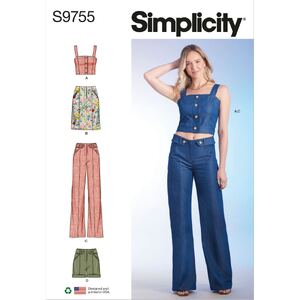 Simplicity Sewing Pattern S9755H5 Misses&#39; Top, Skirt, Pants &amp; Shorts Sizes 6-14