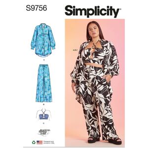 Simplicity Sewing Pattern S9756BB Misses&#39; &amp; Women&#39;s Shirt Pants, Halter Top Sizes 20W-28W