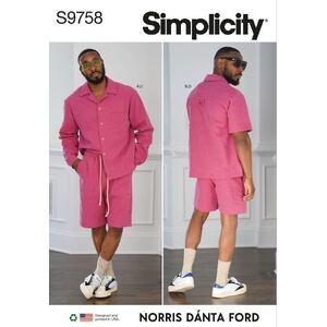 Simplicity Sewing Pattern S9758AA Men&#39;s Shirts &amp; Shorts Sizes 34-42