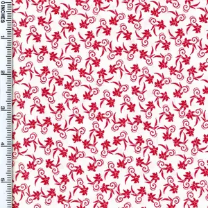 Red on White, The Red &amp; The Black, Cotton Fabric 110cm wide