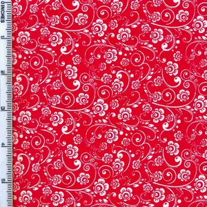 White on Red Tonal, The Red &amp; The Black, Cotton Fabric 110cm wide