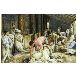 SHEARING THE RAMS Tapestry Design Printed On Canvas TFJ-4003