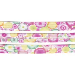 PINK BLOTCHES Print Cotton Bias Binding, 25mm Single Folded By The Metre