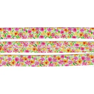 BOHO FLOWERS 25mm Cotton Bias Binding Single Folded By The Metre