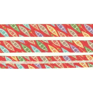 CANOE ORANGE Print Cotton Bias Binding, 25mm Single Folded By The Metre