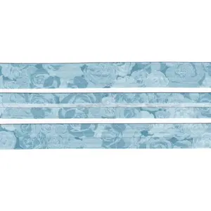 ENGLISH GARDEN BLUE Print Cotton Bias Binding, 25mm Single Folded By The Metre