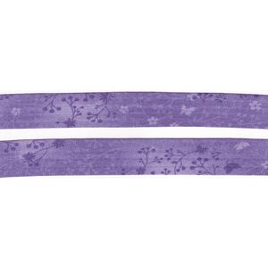 FLUTTER LILAC on LILAC Print Cotton Bias Binding, 25mm Single Folded 4 Metres