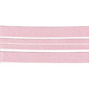 LIGHT PINK CHECK Print Cotton Bias Binding, 25mm Single Folded By The Metre