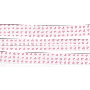 PINK HEARTS on WHITE Print Cotton Bias Binding, 25mm Single Folded By The Metre