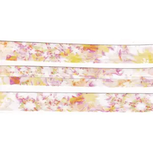 PINK YELLOW Print Cotton Bias Binding, 25mm Single Folded By The Metre