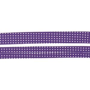 WHITE DOTS on PURPLE Print Cotton Bias Binding, 25mm Single Folded x 10 Metres