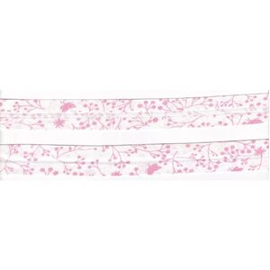 FLUTTER PINK on WHITE Print Cotton Bias Binding, 25mm Single Folded 7 Metre Pack