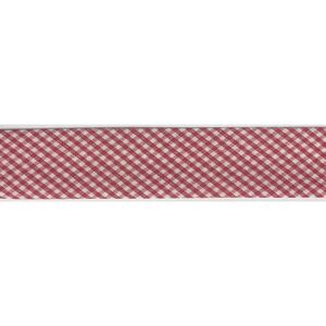 RED CHECKS Print Cotton Bias Binding, 25mm Single Folded By The Metre