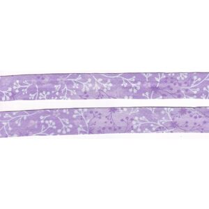 FLUTTER LILAC on LILAC Print Cotton Bias Binding, 25mm Single Folded 2 Metres