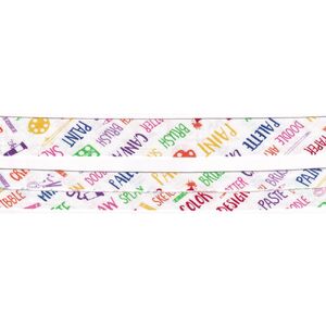 WORDS Print Cotton Bias Binding, 25mm Single Folded x 3 Metres