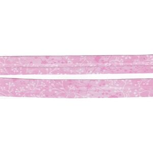 FLUTTER WHITE on PINK Print Cotton Bias Binding, 25mm Single Folded 10 Metre Pack