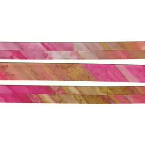 BATIK PINK ORANGE Cotton Bias Binding, 25mm Single Folded By The Metre