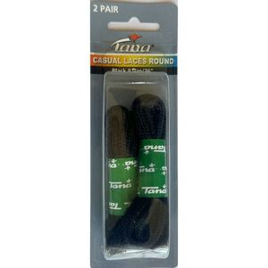 Tana Casual Shoe Laces Round Black 91cm, 2 Pair (Clearance)