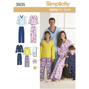 Women&#39;s/Men/Child Sleepwear Simplicity Sewing Pattern 3935