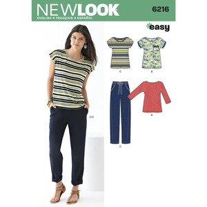 New Look Sewing Pattern 6216 Misses&#39; Knit Tops and Pants