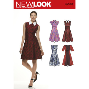 New Look Sewing Pattern 6299 Misses&#39; Dress with Neckline &amp; Sleeve Variations