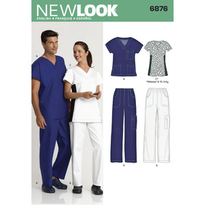 New Look Pattern 6876 Misses&#39; &amp; Men&#39;s Scrubs