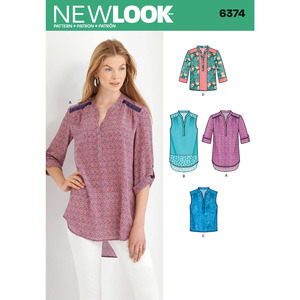 New Look Sewing Pattern 6374 Misses&#39; Shirts with Sleeve and Length Options