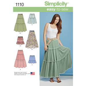 Women&#39;s Tiered Skirt with Length Variations Simplicity Sewing Pattern 1110