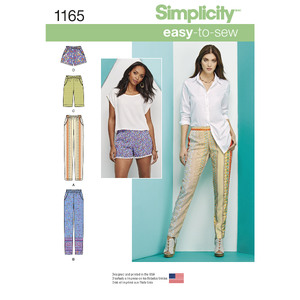 Women&#39;s Pull-on Trousers, Long or Short Shorts Simplicity Sewing Pattern 1165