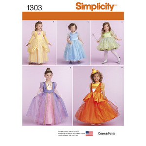 Toddlers&#39; and Child&#39;s Costumes Simplicity Sewing Pattern 1303