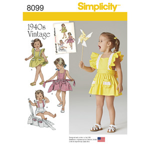 Toddlers&#39; Romper and Button-on skirt Simplicity Sewing Pattern 8099