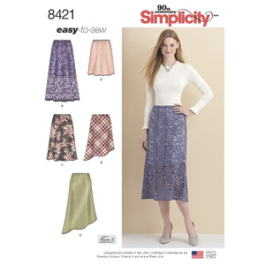 Pattern 8421 Women&#39;s Skirts in Three lengths with Hem Variations Simplicity Sewing Pattern 8421