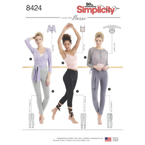 Pattern 8424 Women&#39;s Knit Leggings in Two Lengths and Three Top Options Simplicity Sewing Pattern 8424