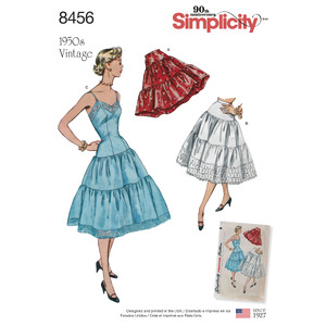Pattern 8456 Women&#39;s Vintage Petticoat and Slip Simplicity Sewing Pattern 8456