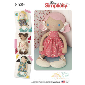 Simplicity Pattern 8539 15&quot; Stuffed Dolls and Clothes Simplicity Sewing Pattern 8539