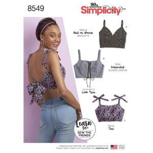 Simplicity Pattern 8549 Women&#39;s&#39; Bra Tops Simplicity Sewing Pattern 8549