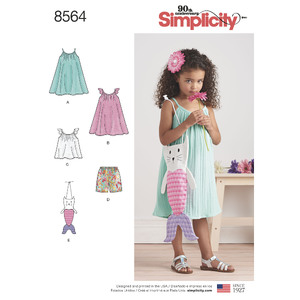 Simplicity Pattern 8564 Child&#39;s Dress, Top, Shorts &amp; Bag Sewing Pattern 8564