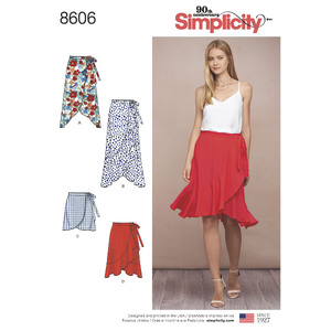 Pattern 8606 Women&#39;s Wrap Skirt in Four Lengths Simplicity Sewing Pattern 8606