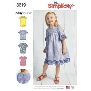 Pattern 8619 Child&#39;s Easy to Sew Dresses Simplicity Sewing Pattern 8619