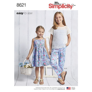 Pattern 8621 Child&#39;s and Girls&#39; Dress, Top, Pants and Camisole Simplicity Sewing Pattern 8621