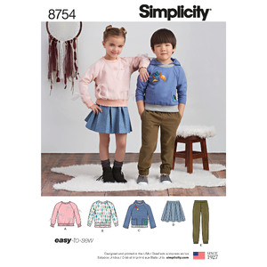 Pattern 8754 Child&#39;s Trousers, Skirt and Sweatshirts Simplicity Sewing Pattern 8754