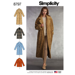 Pattern 8797 Misses Loose Fitting Lined Coat Simplicity Sewing Pattern 8797