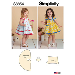 Pattern S8854 Toddlers&#39; Pinafore and Panties Simplicity Sewing Pattern 8854