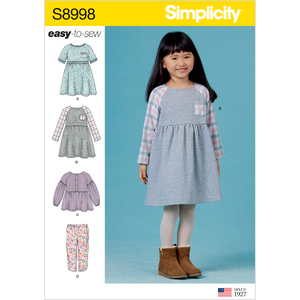 Simplicity Sewing Pattern S8998 Children&#39;s Easy-To-Sew Sportswear Dress, Top, Pants Simplicity Sewing Pattern 8998