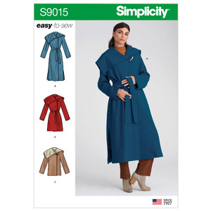 Misses&#39; &amp; Misses&#39; Petite Coat with Belt Sizes 6-8-10-12-14, Pattern 9015