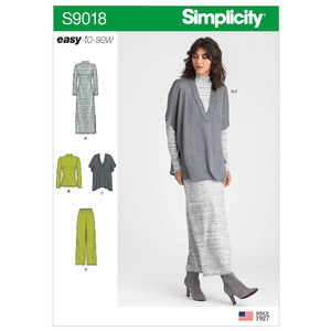 Simplicity Sewing Pattern S9018 Misses&#39; Pants, Knit Vest, Dress or Top Simplicity Sewing Pattern 9018